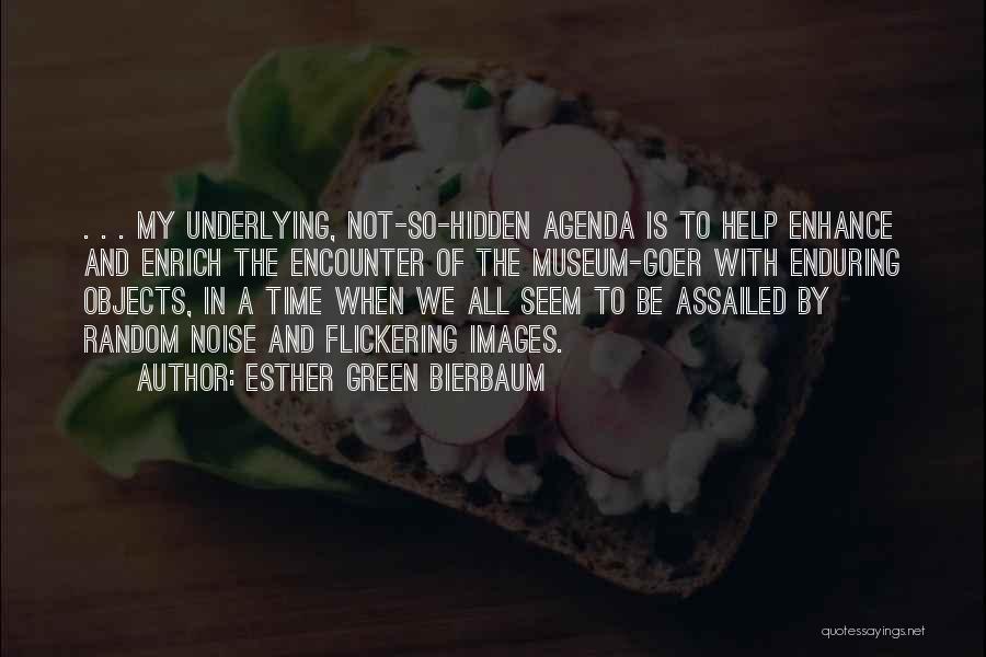 Esther Green Bierbaum Quotes: . . . My Underlying, Not-so-hidden Agenda Is To Help Enhance And Enrich The Encounter Of The Museum-goer With Enduring