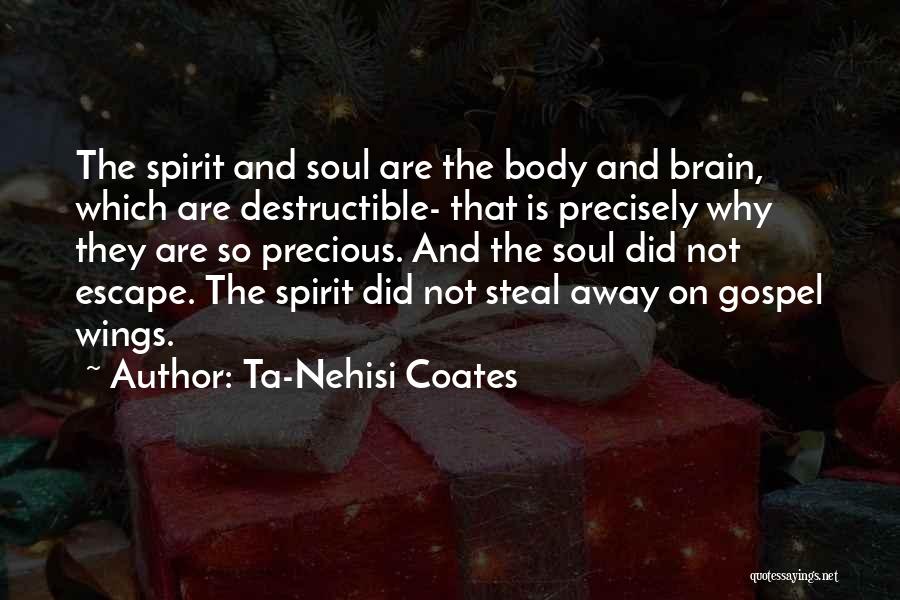 Ta-Nehisi Coates Quotes: The Spirit And Soul Are The Body And Brain, Which Are Destructible- That Is Precisely Why They Are So Precious.
