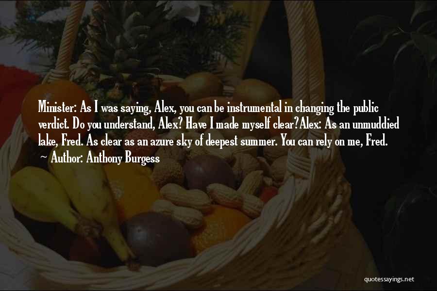 Anthony Burgess Quotes: Minister: As I Was Saying, Alex, You Can Be Instrumental In Changing The Public Verdict. Do You Understand, Alex? Have