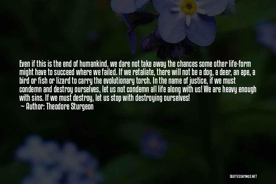 Theodore Sturgeon Quotes: Even If This Is The End Of Humankind, We Dare Not Take Away The Chances Some Other Life-form Might Have