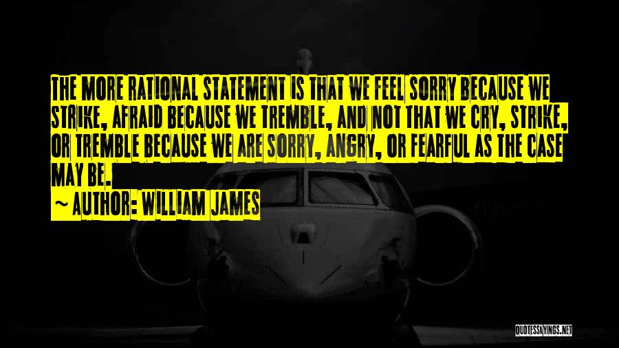 William James Quotes: The More Rational Statement Is That We Feel Sorry Because We Strike, Afraid Because We Tremble, And Not That We
