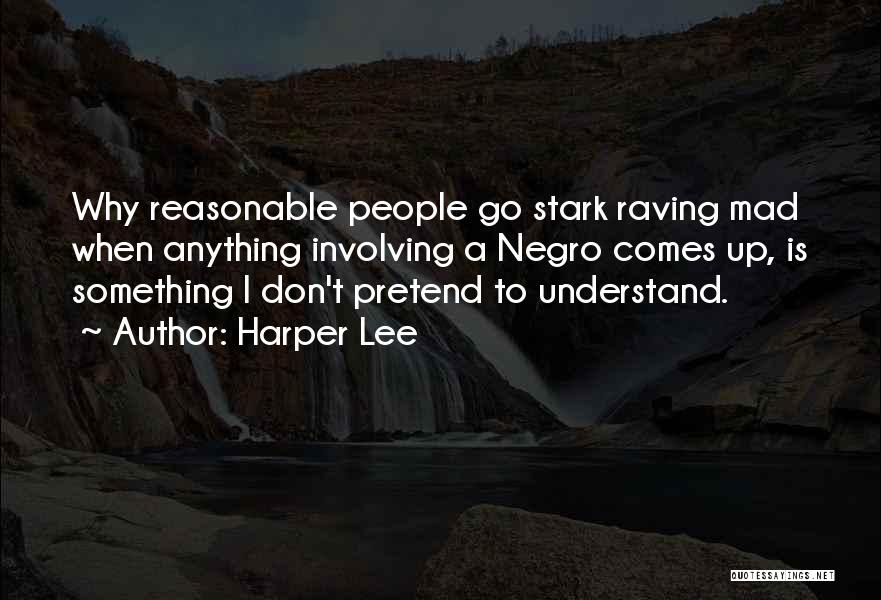 Harper Lee Quotes: Why Reasonable People Go Stark Raving Mad When Anything Involving A Negro Comes Up, Is Something I Don't Pretend To