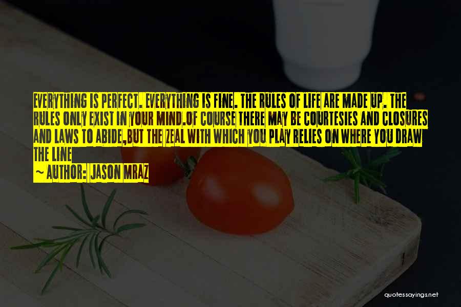Jason Mraz Quotes: Everything Is Perfect. Everything Is Fine. The Rules Of Life Are Made Up. The Rules Only Exist In Your Mind.of