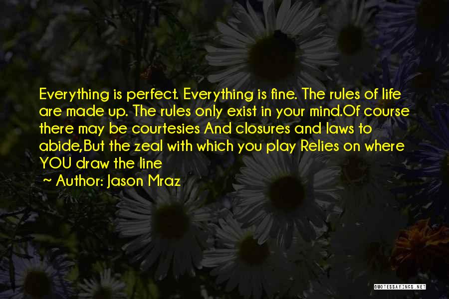 Jason Mraz Quotes: Everything Is Perfect. Everything Is Fine. The Rules Of Life Are Made Up. The Rules Only Exist In Your Mind.of