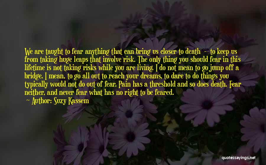 Suzy Kassem Quotes: We Are Taught To Fear Anything That Can Bring Us Closer To Death - To Keep Us From Taking Huge