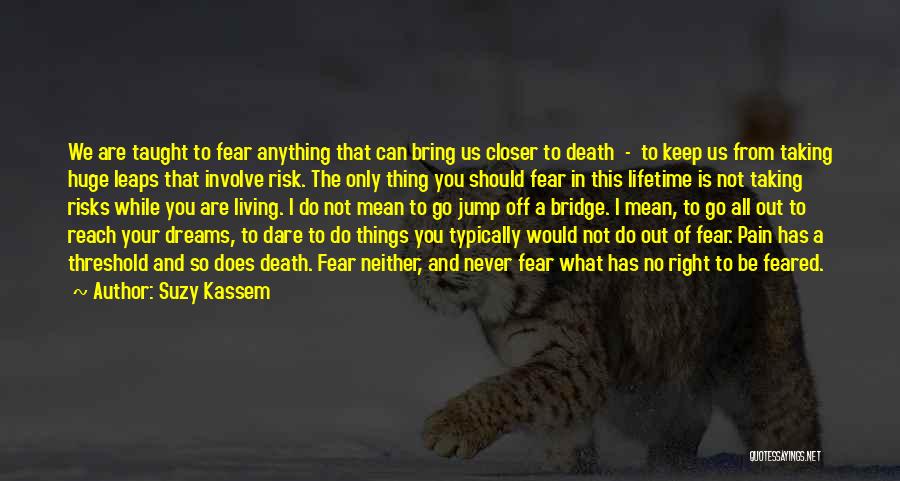 Suzy Kassem Quotes: We Are Taught To Fear Anything That Can Bring Us Closer To Death - To Keep Us From Taking Huge