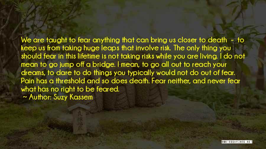 Suzy Kassem Quotes: We Are Taught To Fear Anything That Can Bring Us Closer To Death - To Keep Us From Taking Huge