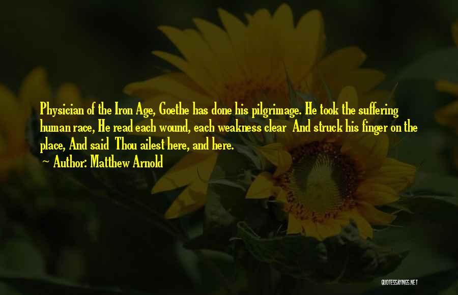 Matthew Arnold Quotes: Physician Of The Iron Age, Goethe Has Done His Pilgrimage. He Took The Suffering Human Race, He Read Each Wound,