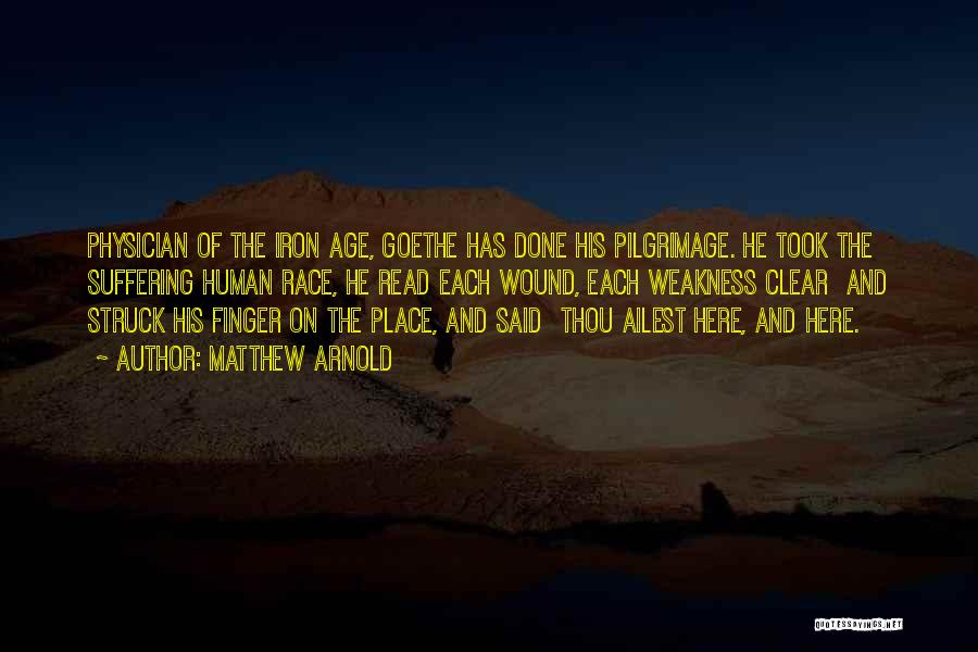 Matthew Arnold Quotes: Physician Of The Iron Age, Goethe Has Done His Pilgrimage. He Took The Suffering Human Race, He Read Each Wound,