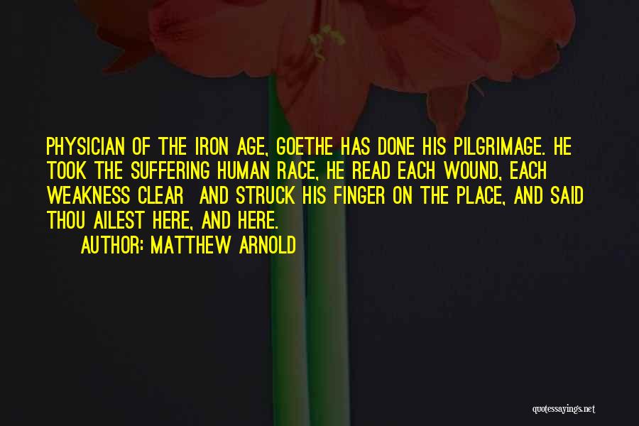 Matthew Arnold Quotes: Physician Of The Iron Age, Goethe Has Done His Pilgrimage. He Took The Suffering Human Race, He Read Each Wound,