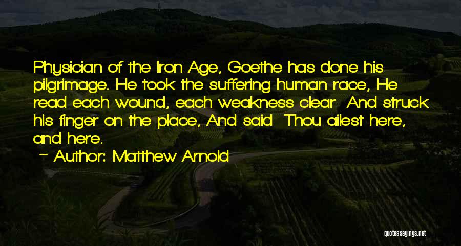 Matthew Arnold Quotes: Physician Of The Iron Age, Goethe Has Done His Pilgrimage. He Took The Suffering Human Race, He Read Each Wound,