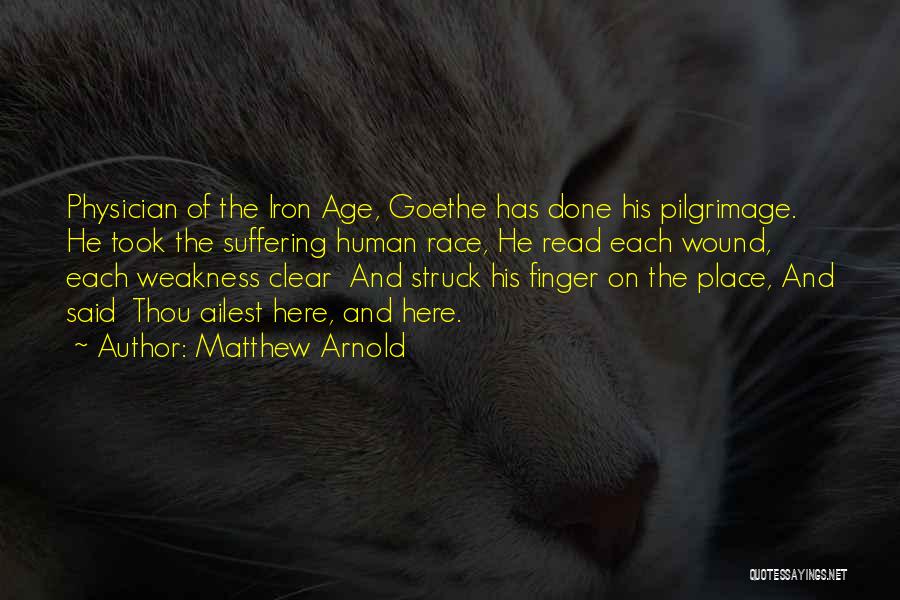 Matthew Arnold Quotes: Physician Of The Iron Age, Goethe Has Done His Pilgrimage. He Took The Suffering Human Race, He Read Each Wound,