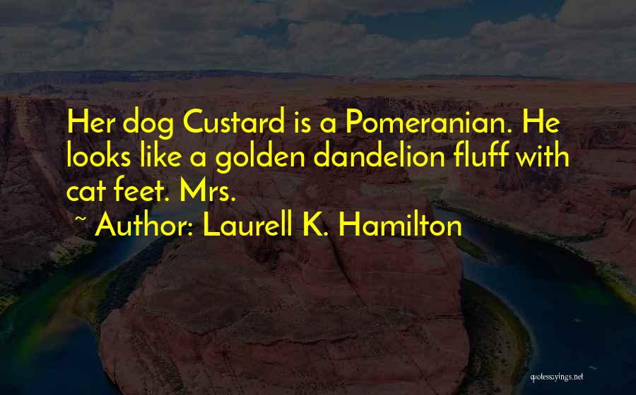 Laurell K. Hamilton Quotes: Her Dog Custard Is A Pomeranian. He Looks Like A Golden Dandelion Fluff With Cat Feet. Mrs.