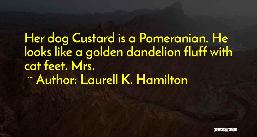 Laurell K. Hamilton Quotes: Her Dog Custard Is A Pomeranian. He Looks Like A Golden Dandelion Fluff With Cat Feet. Mrs.