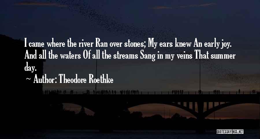 Theodore Roethke Quotes: I Came Where The River Ran Over Stones; My Ears Knew An Early Joy. And All The Waters Of All