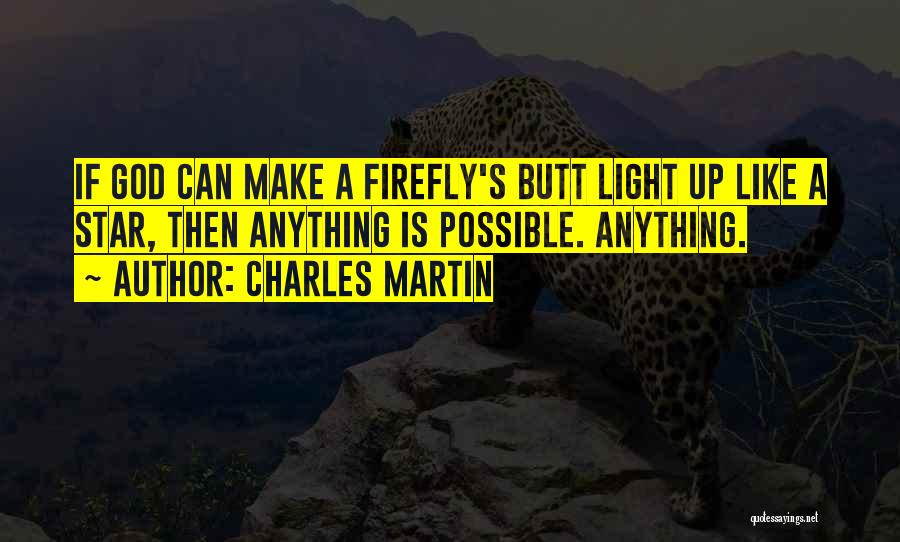 Charles Martin Quotes: If God Can Make A Firefly's Butt Light Up Like A Star, Then Anything Is Possible. Anything.