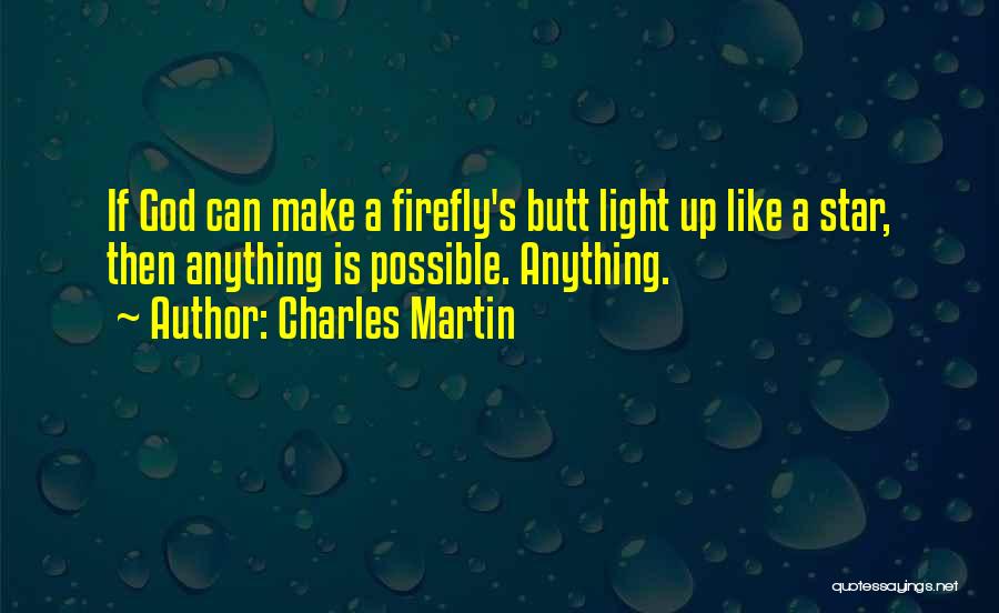 Charles Martin Quotes: If God Can Make A Firefly's Butt Light Up Like A Star, Then Anything Is Possible. Anything.