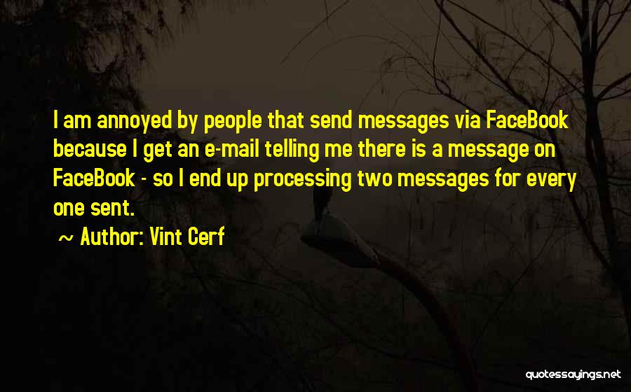 Vint Cerf Quotes: I Am Annoyed By People That Send Messages Via Facebook Because I Get An E-mail Telling Me There Is A