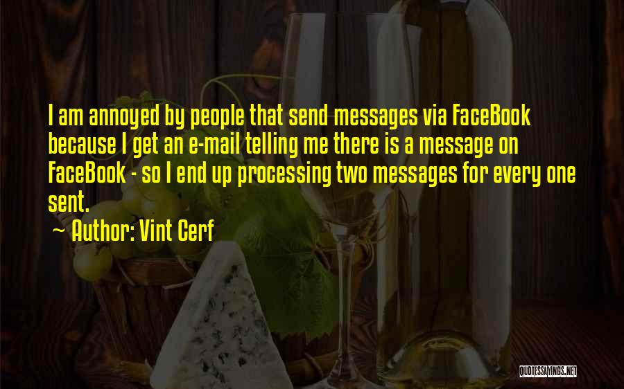 Vint Cerf Quotes: I Am Annoyed By People That Send Messages Via Facebook Because I Get An E-mail Telling Me There Is A