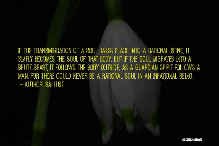 Sallust Quotes: If The Transmigration Of A Soul Takes Place Into A Rational Being, It Simply Becomes The Soul Of That Body.