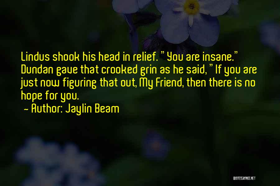 Jaylin Beam Quotes: Lindus Shook His Head In Relief. You Are Insane. Dundan Gave That Crooked Grin As He Said, If You Are