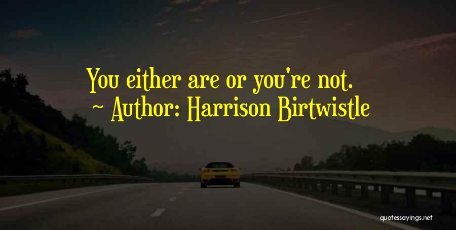 Harrison Birtwistle Quotes: You Either Are Or You're Not.