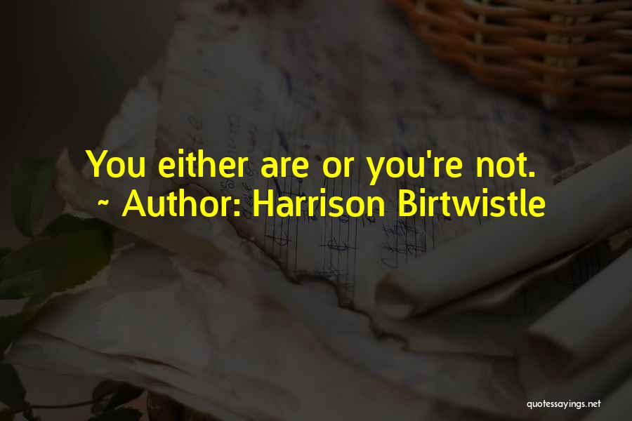 Harrison Birtwistle Quotes: You Either Are Or You're Not.