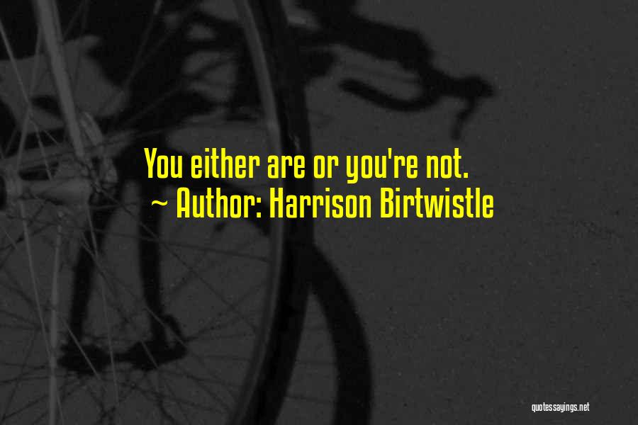 Harrison Birtwistle Quotes: You Either Are Or You're Not.