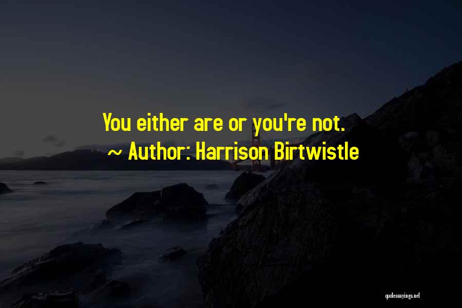 Harrison Birtwistle Quotes: You Either Are Or You're Not.