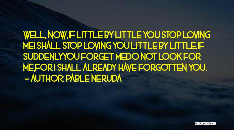 Pable Neruda Quotes: Well, Now,if Little By Little You Stop Loving Mei Shall Stop Loving You Little By Little.if Suddenlyyou Forget Medo Not