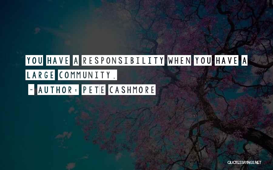 Pete Cashmore Quotes: You Have A Responsibility When You Have A Large Community.