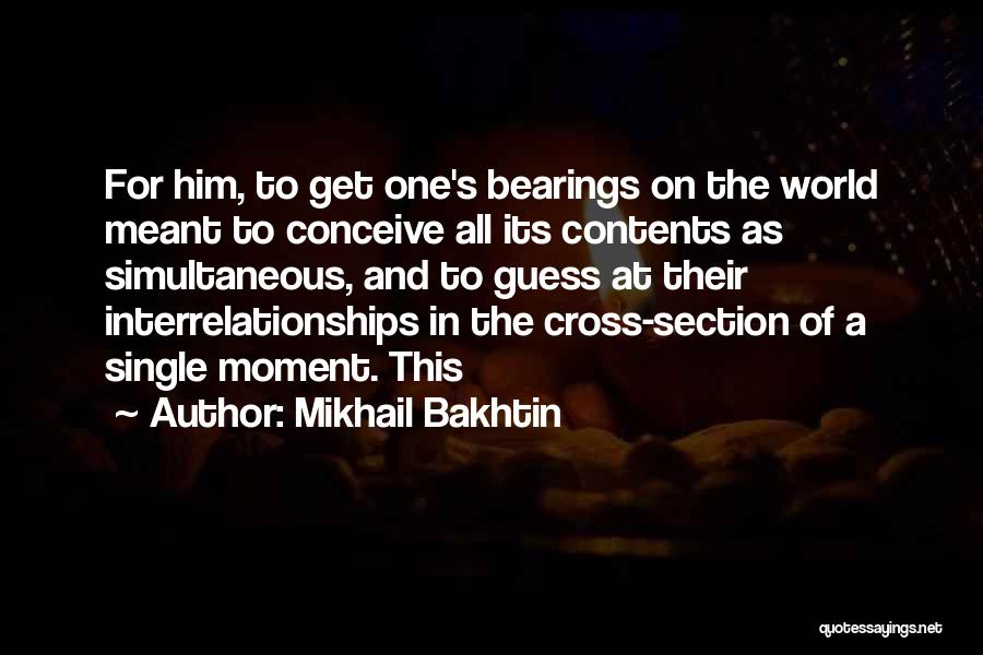 Mikhail Bakhtin Quotes: For Him, To Get One's Bearings On The World Meant To Conceive All Its Contents As Simultaneous, And To Guess