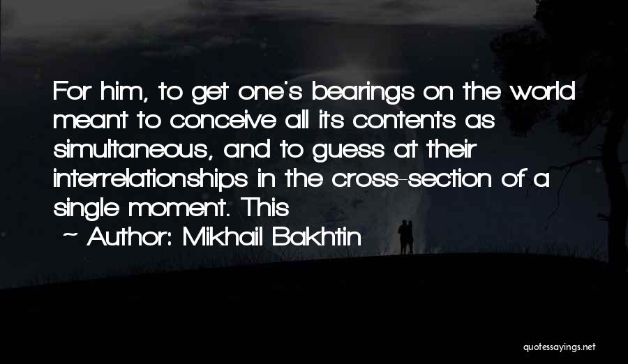 Mikhail Bakhtin Quotes: For Him, To Get One's Bearings On The World Meant To Conceive All Its Contents As Simultaneous, And To Guess