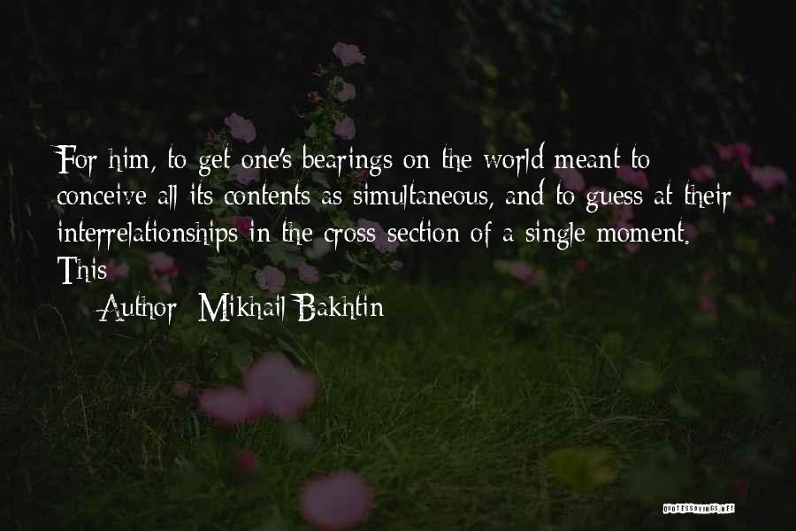 Mikhail Bakhtin Quotes: For Him, To Get One's Bearings On The World Meant To Conceive All Its Contents As Simultaneous, And To Guess