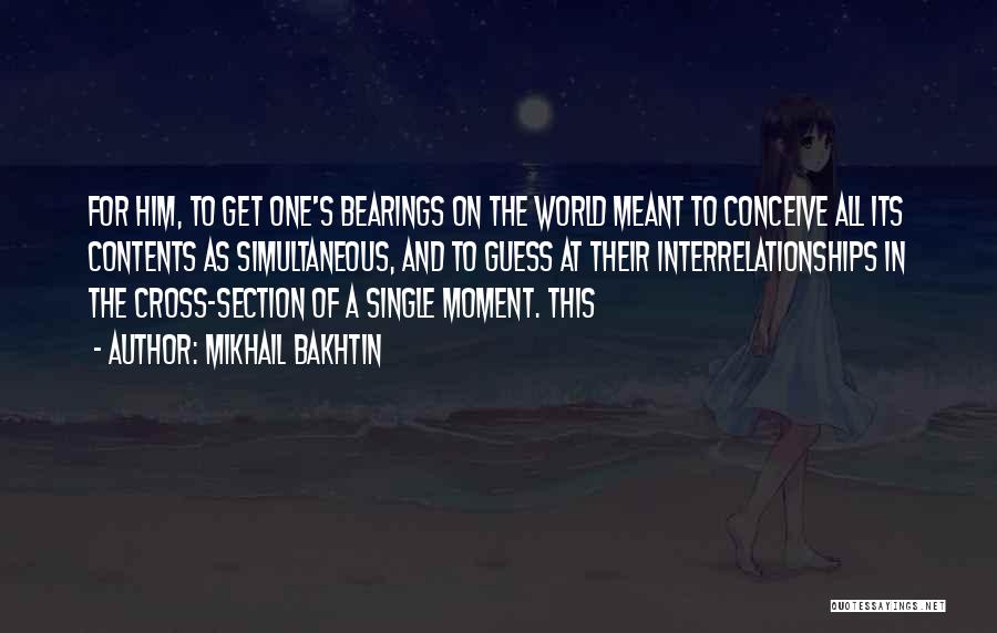Mikhail Bakhtin Quotes: For Him, To Get One's Bearings On The World Meant To Conceive All Its Contents As Simultaneous, And To Guess