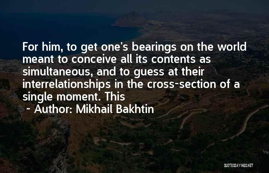 Mikhail Bakhtin Quotes: For Him, To Get One's Bearings On The World Meant To Conceive All Its Contents As Simultaneous, And To Guess