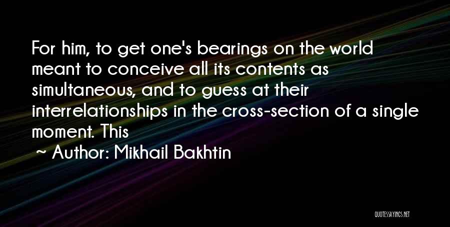 Mikhail Bakhtin Quotes: For Him, To Get One's Bearings On The World Meant To Conceive All Its Contents As Simultaneous, And To Guess