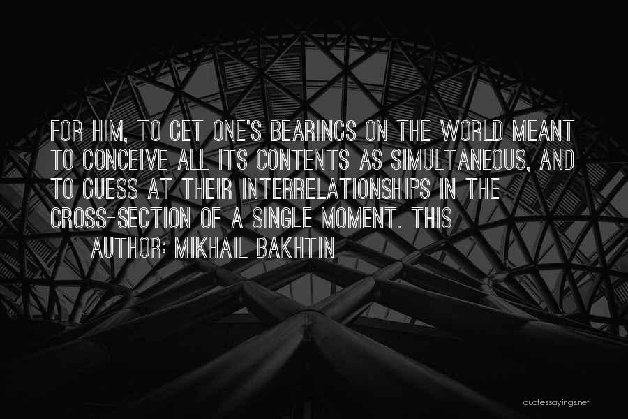 Mikhail Bakhtin Quotes: For Him, To Get One's Bearings On The World Meant To Conceive All Its Contents As Simultaneous, And To Guess