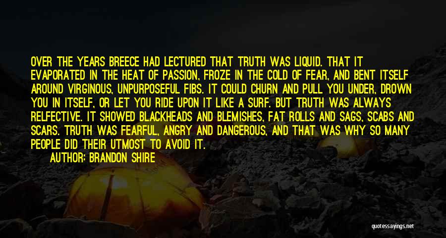 Brandon Shire Quotes: Over The Years Breece Had Lectured That Truth Was Liquid. That It Evaporated In The Heat Of Passion, Froze In