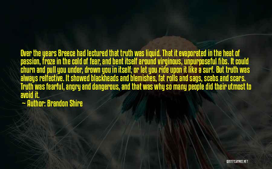 Brandon Shire Quotes: Over The Years Breece Had Lectured That Truth Was Liquid. That It Evaporated In The Heat Of Passion, Froze In