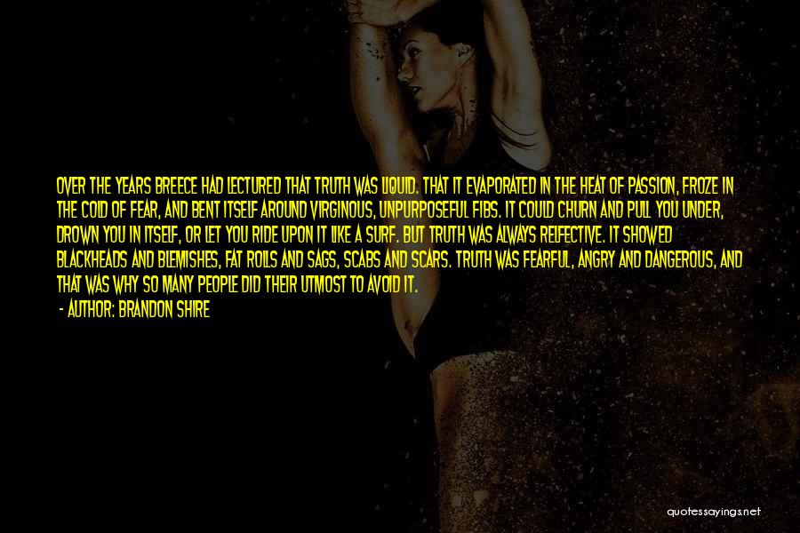 Brandon Shire Quotes: Over The Years Breece Had Lectured That Truth Was Liquid. That It Evaporated In The Heat Of Passion, Froze In