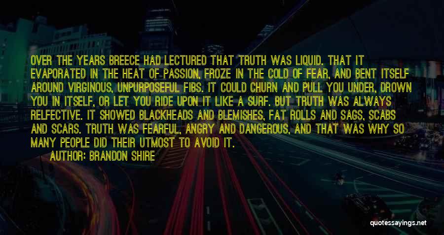 Brandon Shire Quotes: Over The Years Breece Had Lectured That Truth Was Liquid. That It Evaporated In The Heat Of Passion, Froze In