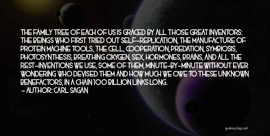 Carl Sagan Quotes: The Family Tree Of Each Of Us Is Graced By All Those Great Inventors: The Beings Who First Tried Out