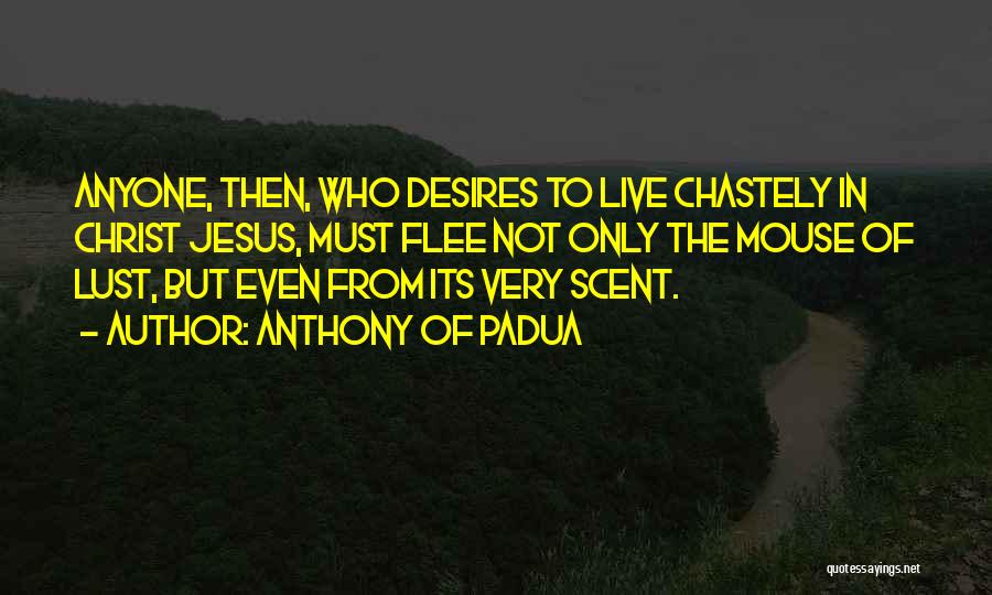 Anthony Of Padua Quotes: Anyone, Then, Who Desires To Live Chastely In Christ Jesus, Must Flee Not Only The Mouse Of Lust, But Even