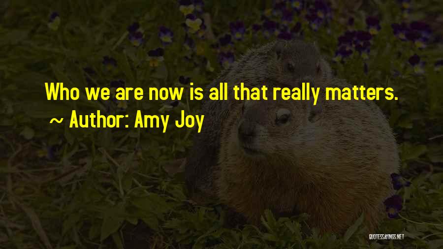 Amy Joy Quotes: Who We Are Now Is All That Really Matters.