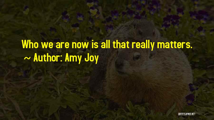 Amy Joy Quotes: Who We Are Now Is All That Really Matters.