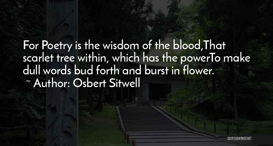 Osbert Sitwell Quotes: For Poetry Is The Wisdom Of The Blood,that Scarlet Tree Within, Which Has The Powerto Make Dull Words Bud Forth