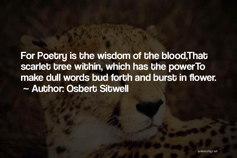 Osbert Sitwell Quotes: For Poetry Is The Wisdom Of The Blood,that Scarlet Tree Within, Which Has The Powerto Make Dull Words Bud Forth