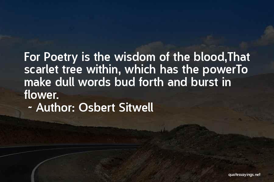 Osbert Sitwell Quotes: For Poetry Is The Wisdom Of The Blood,that Scarlet Tree Within, Which Has The Powerto Make Dull Words Bud Forth