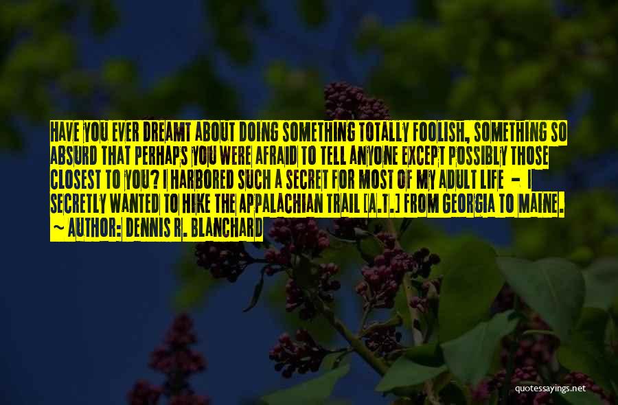 Dennis R. Blanchard Quotes: Have You Ever Dreamt About Doing Something Totally Foolish, Something So Absurd That Perhaps You Were Afraid To Tell Anyone